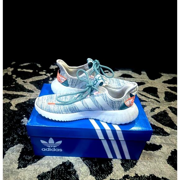 Adidas Kaptir X Running Shoes EG2641 Women’s 6.5 Teal Pink Knit - Picture 2 of 5